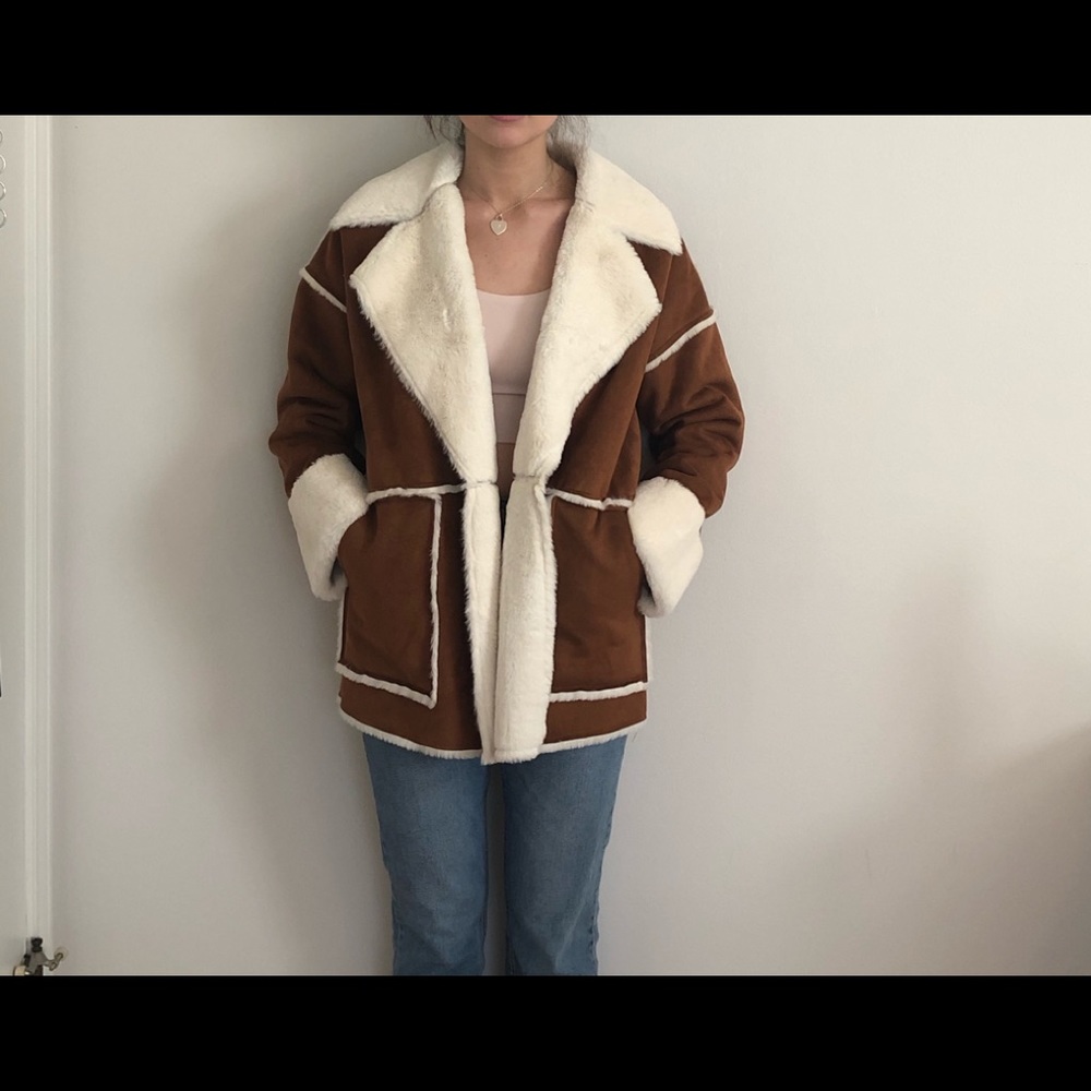 Faux fur and faux suede F21 coat (sz S)